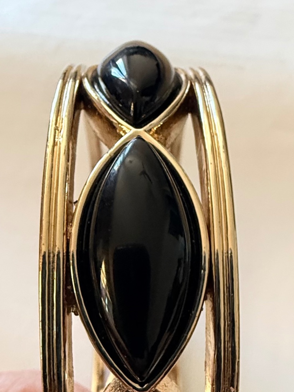 Gold Tone Bracelet with Black Enamel Accent - Picture 6 of 6